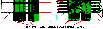 Figure 15 Collapse details of the super-tall building subjected to El-Centro ground motion in the Y-direction (PGA = 2940 cm/s2)