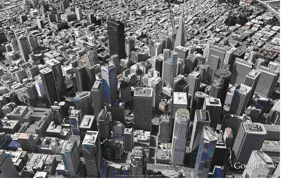 Figure 2. Google Earth 3D urban polygonal model