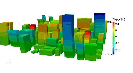 Figure 17. An urban earthquake disaster scenario with 2.5D visualization