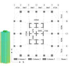 Fig. 1 Three-dimensional view and typical floor plan of Buildings 2A and 2N (Lu et al. 2015b)