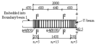 Figure 4 Reinforcements in the beams of SE1